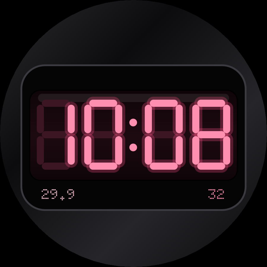 LED Red watch face, Rose theme