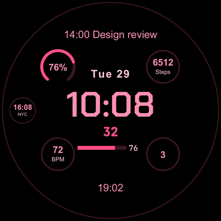 Atlas Pro watch face, Rose theme