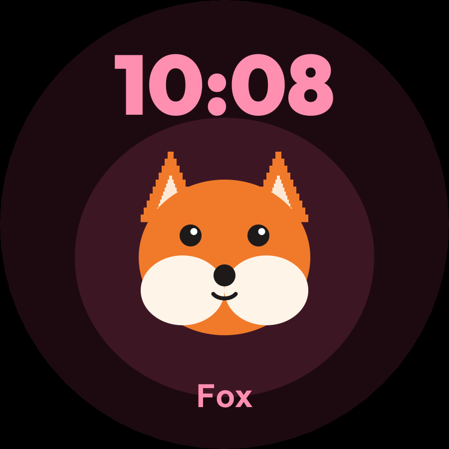 Zoo watch face, Rose theme