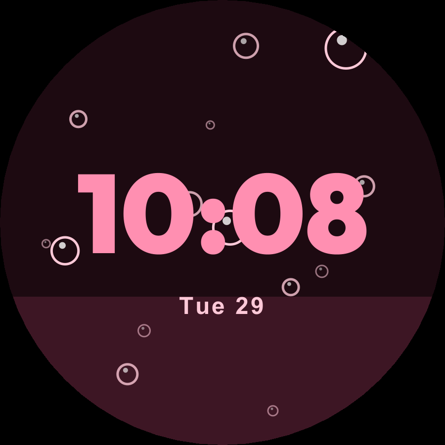 Bubbles watch face, Rose theme