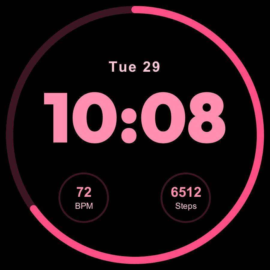 Pulse Lite watch face, Rose theme