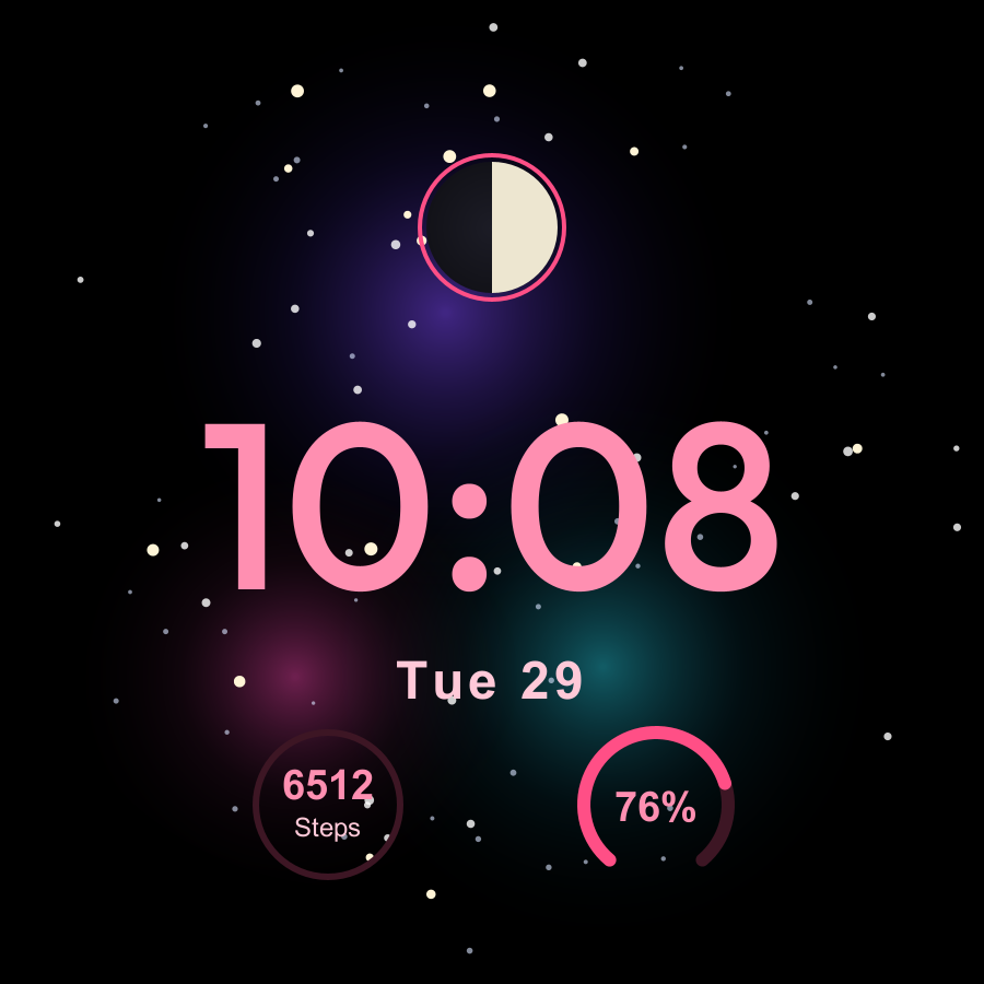 Nebula watch face, Rose theme