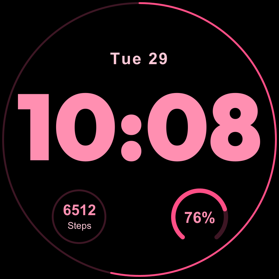 Obsidian Zero watch face, Rose theme