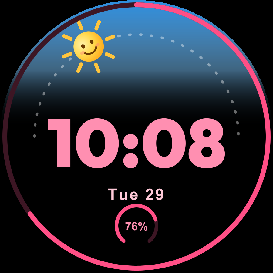 Sunny Kids watch face, Rose theme
