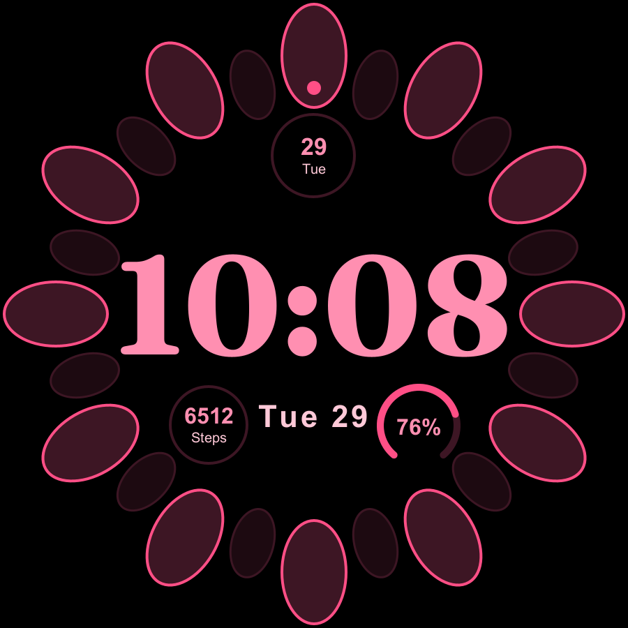Bloom watch face, Rose theme