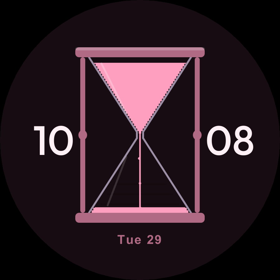 Hourglass watch face, Rose theme