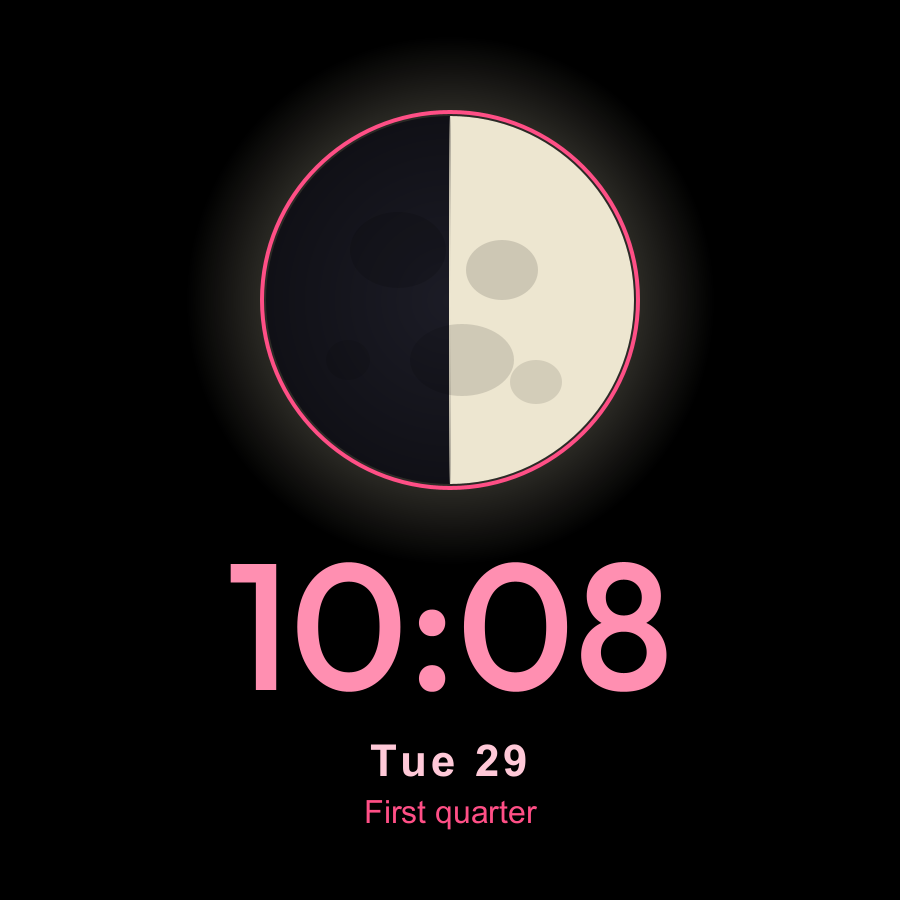 Moon watch face, Rose theme