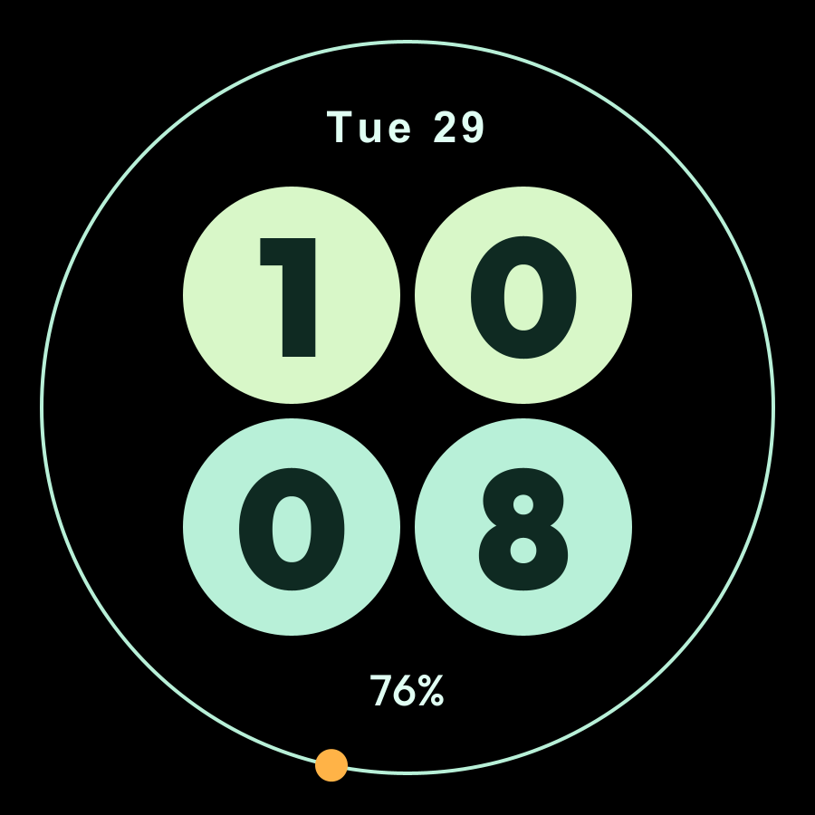 Round watch face, Mint theme