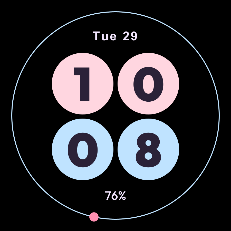 Round watch face, Pastel theme
