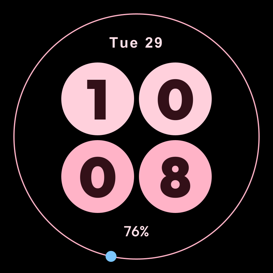 Round watch face, Rose theme