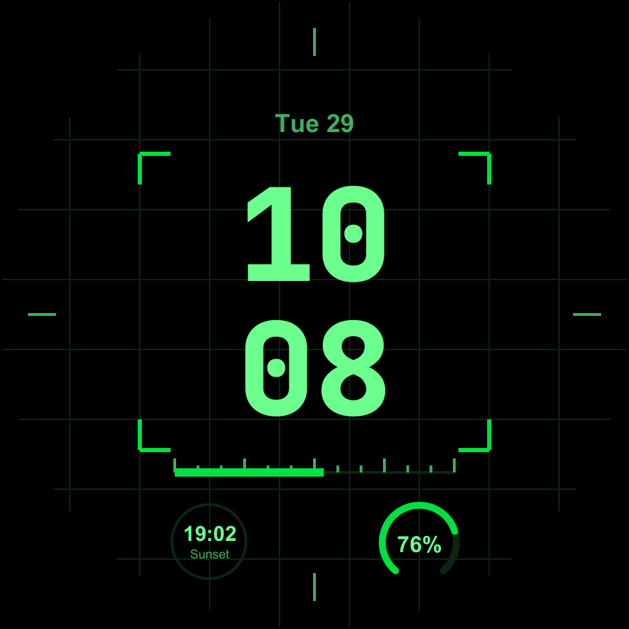 Scout watch face, Phosphor theme