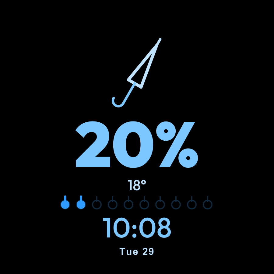 Umbrella watch face, Sky theme