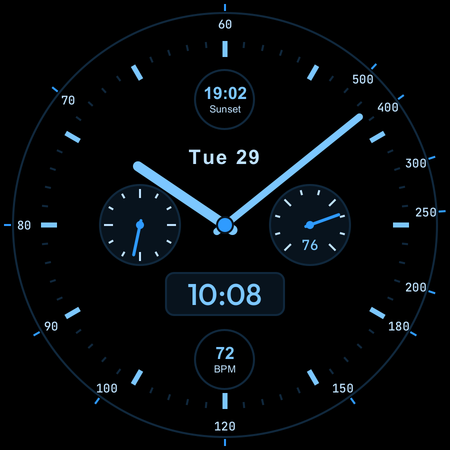 Chrono Hybrid watch face, Sky theme