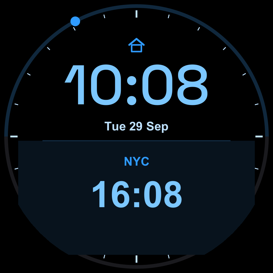 Dual Time watch face, Sky theme