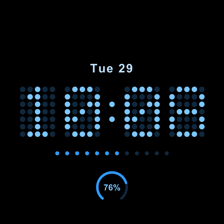 Dot Matrix watch face, Sky theme