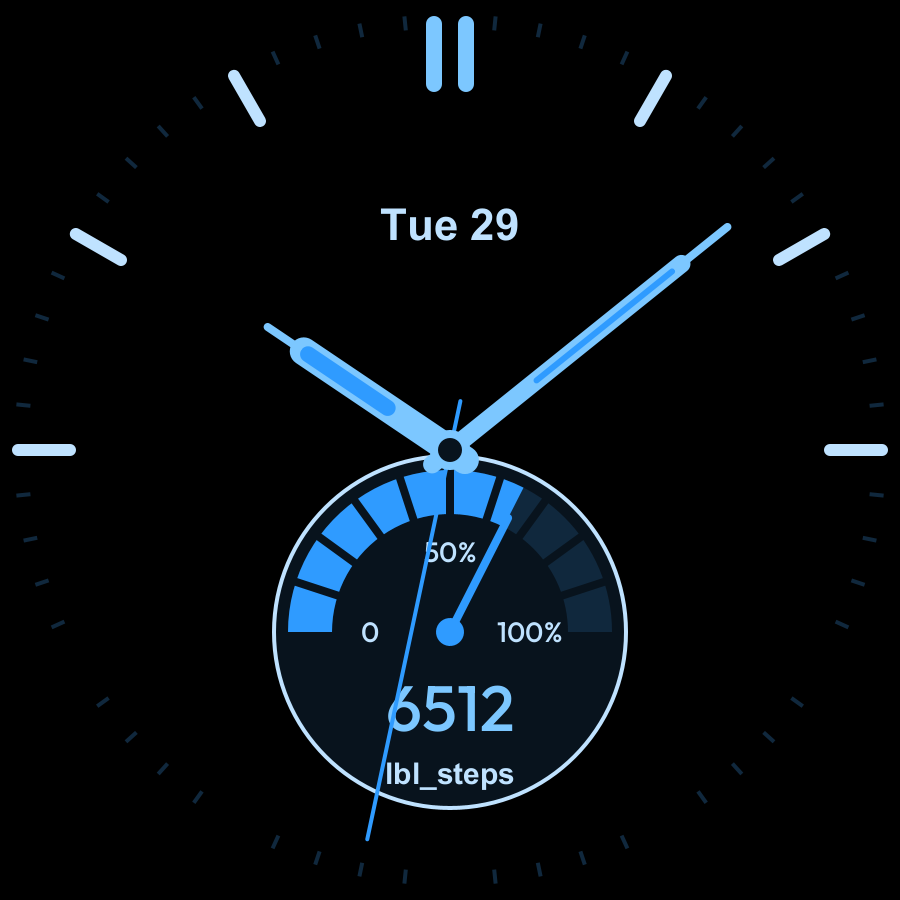 Step Hybrid watch face, Sky theme