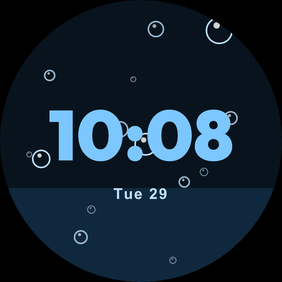 Bubbles watch face, Sky theme