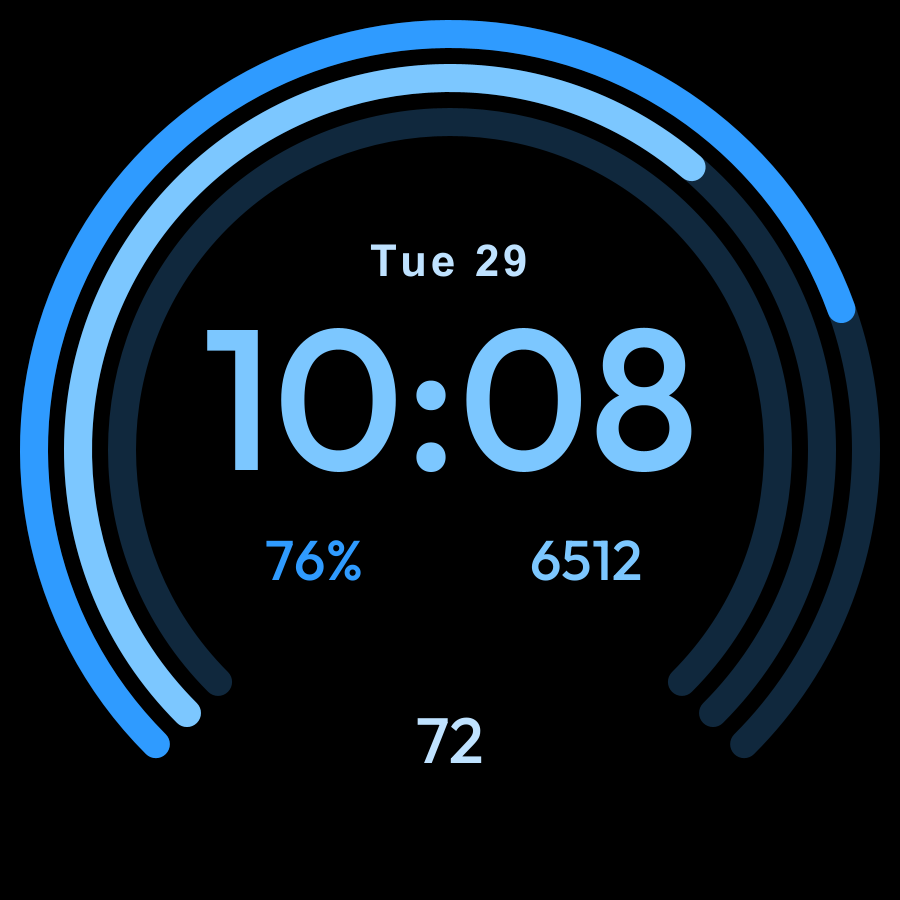 Vitals Arc watch face, Sky theme