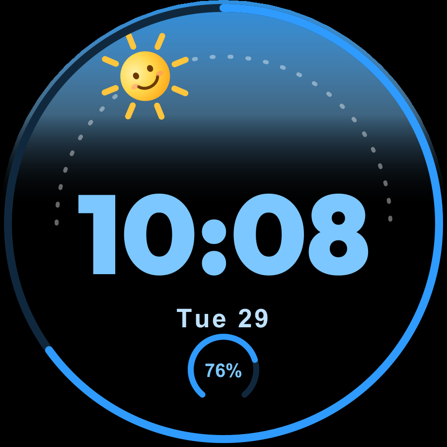 Sunny Kids watch face, Sky theme