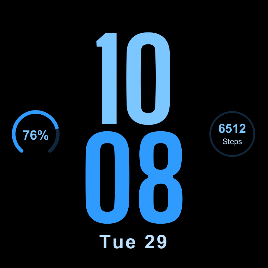 Big Type watch face, Sky theme
