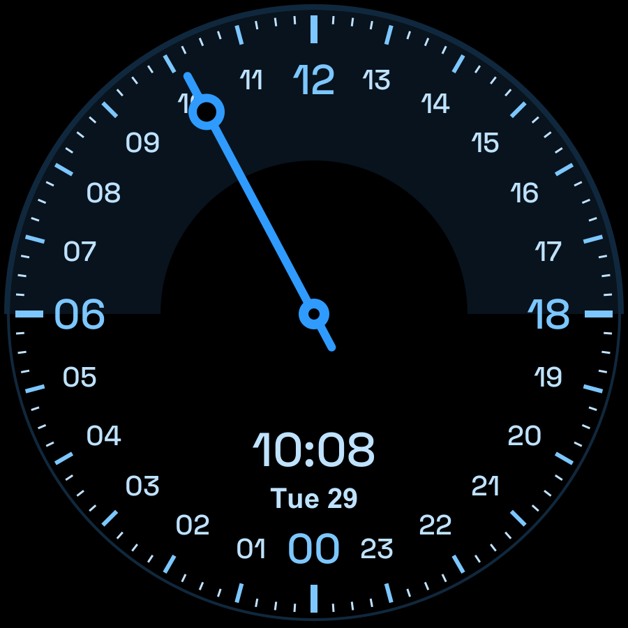 24 Hour watch face, Sky theme