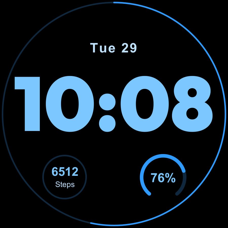 Obsidian Zero watch face, Sky theme