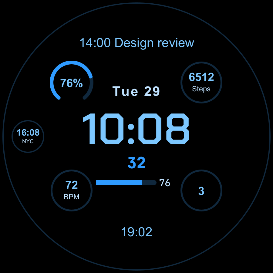 Atlas Pro watch face, Sky theme