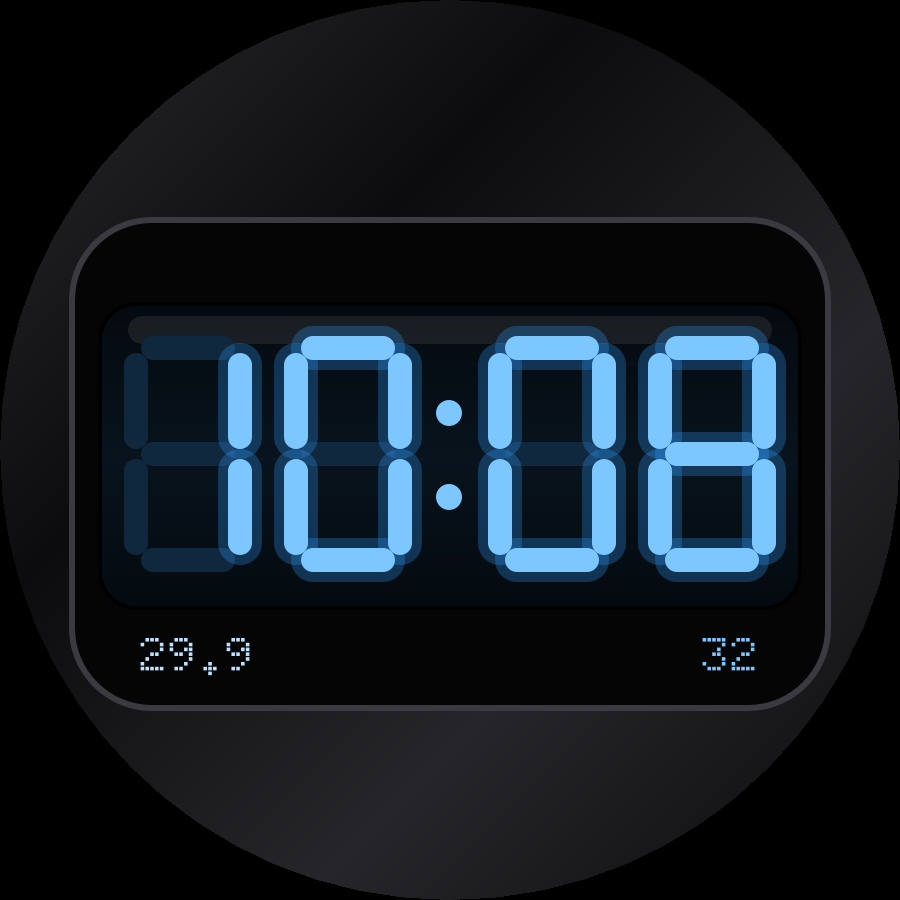 LED Red watch face, Sky theme