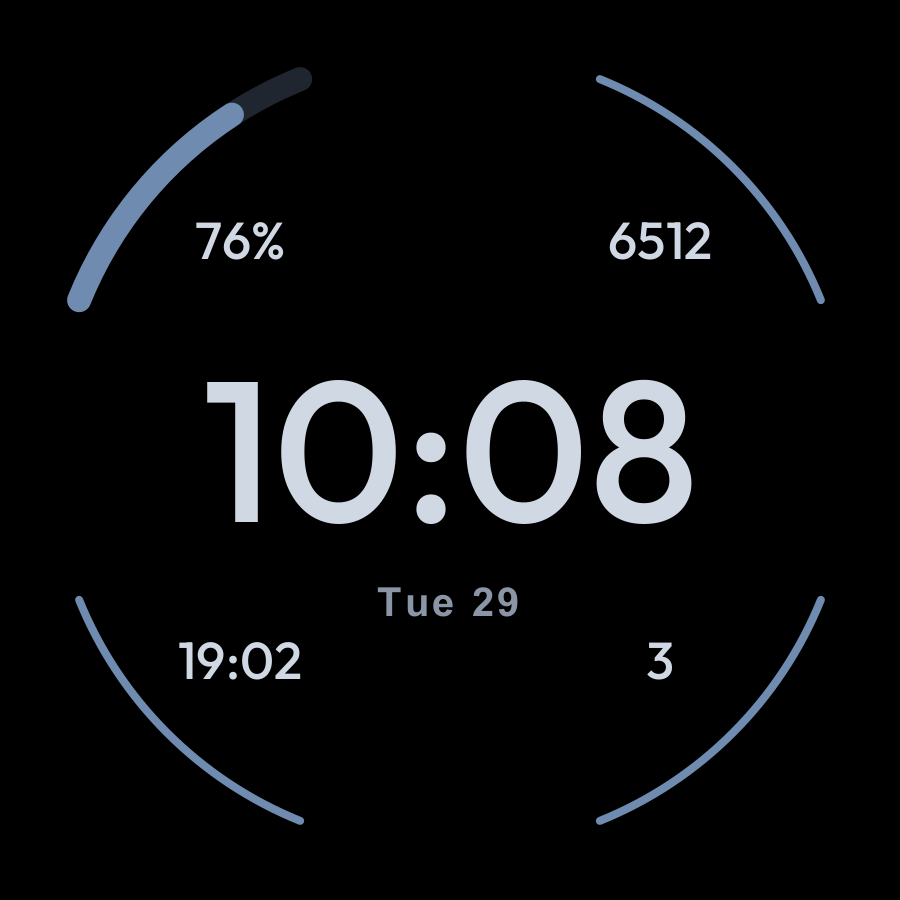 Corners watch face, Slate theme