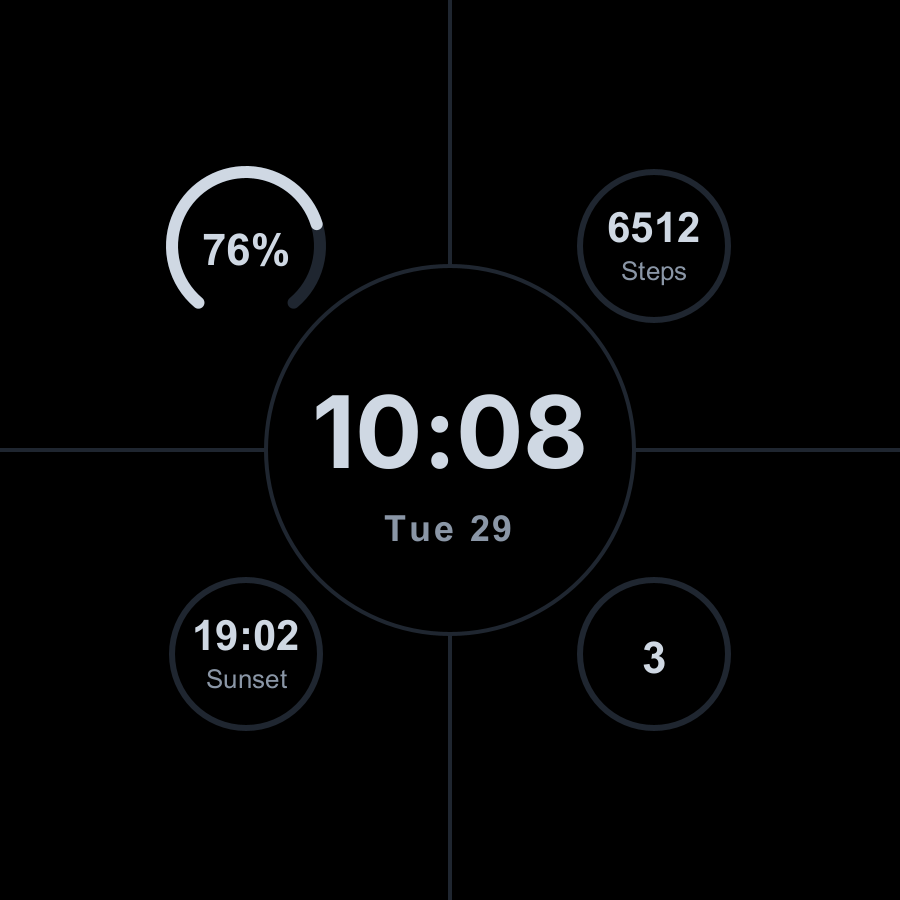 Grid Mono watch face, Slate theme