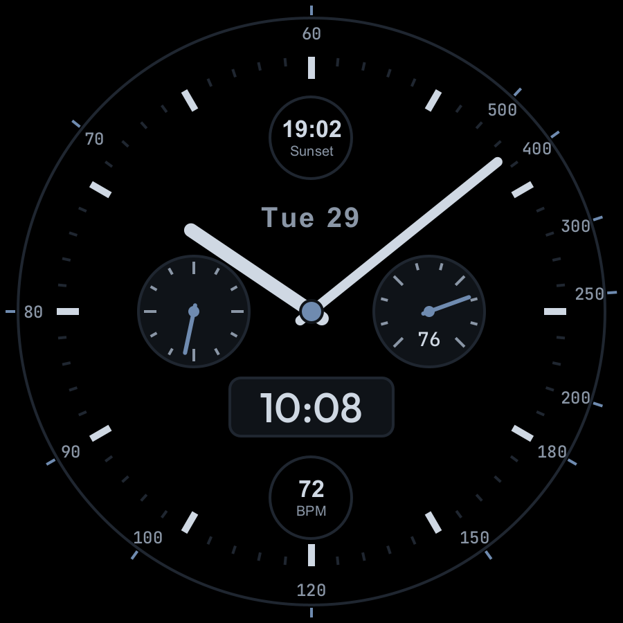 Chrono Hybrid watch face, Slate theme