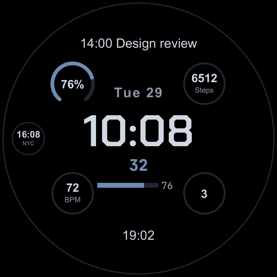 Atlas Pro watch face, Slate theme
