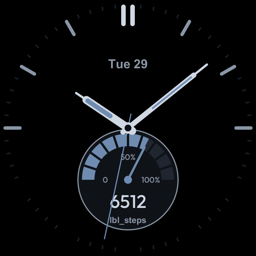 Step Hybrid watch face, Slate theme