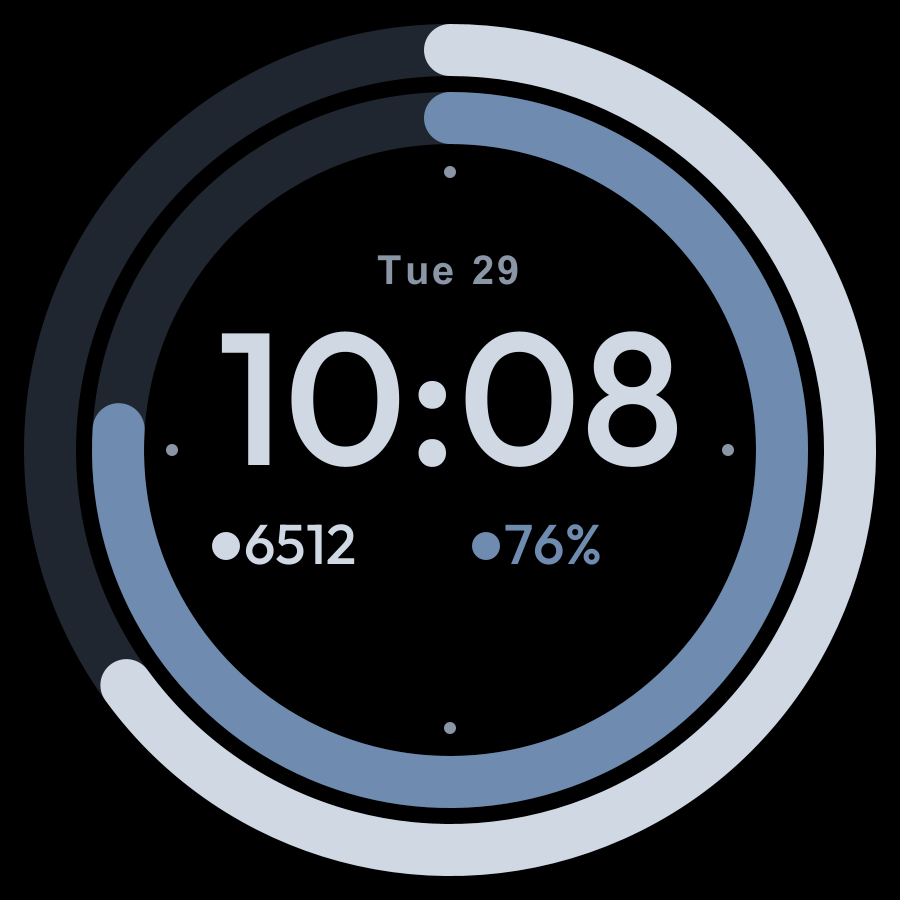 Daily Rings watch face, Slate theme
