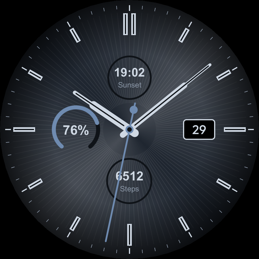 Meridian watch face, Slate theme