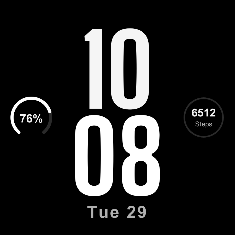 Big Type watch face, Snow theme