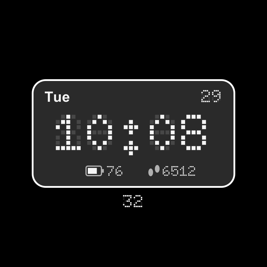 Retro LCD watch face, Snow theme
