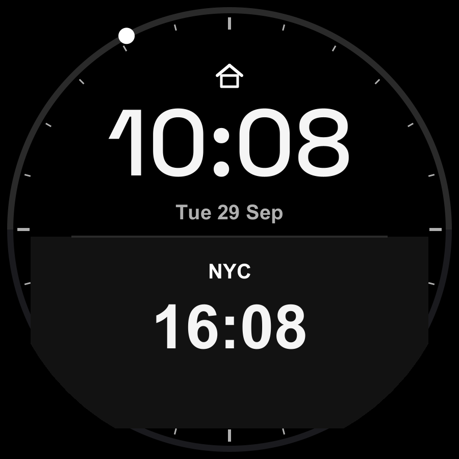 Dual Time watch face, Snow theme