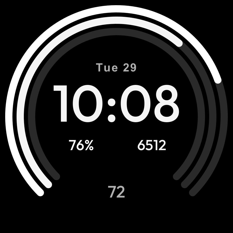 Vitals Arc watch face, Snow theme