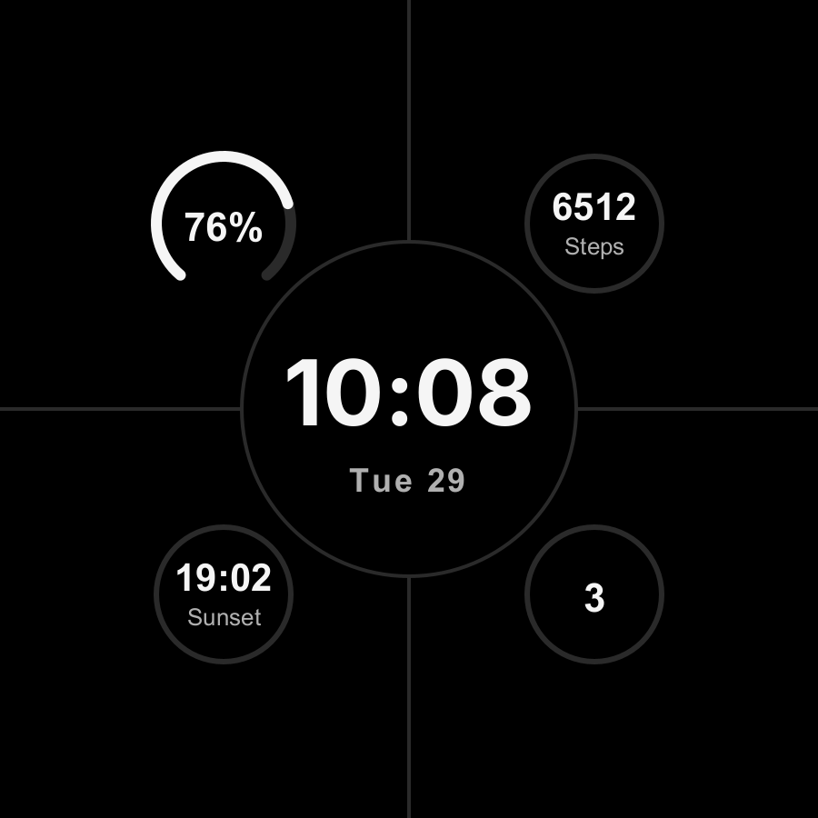 Grid Mono watch face, Snow theme