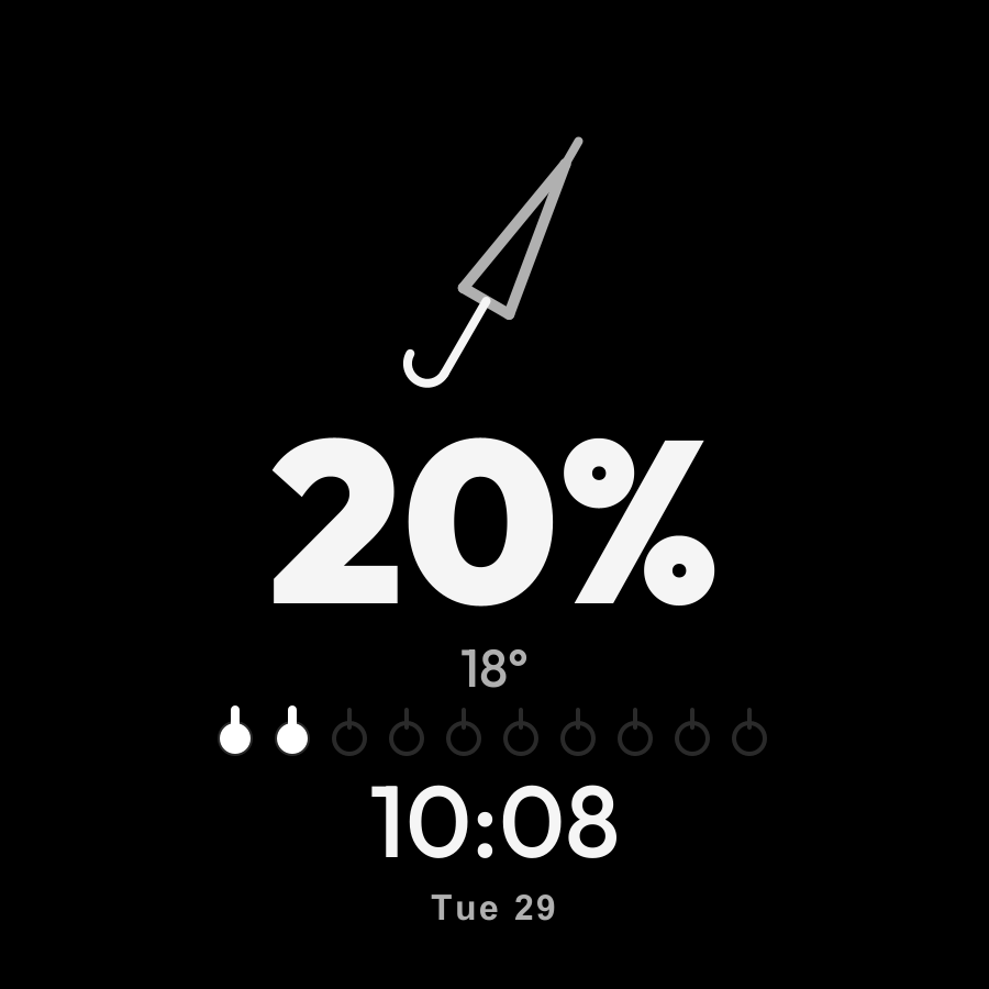 Umbrella watch face, Snow theme