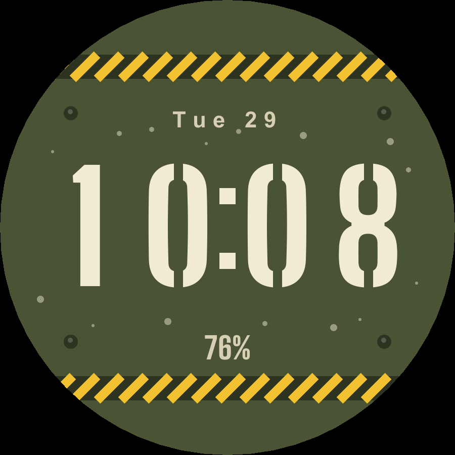 Stencil watch face, Olive theme