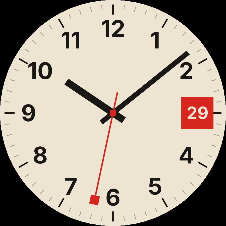 Swiss watch face, Ivory theme