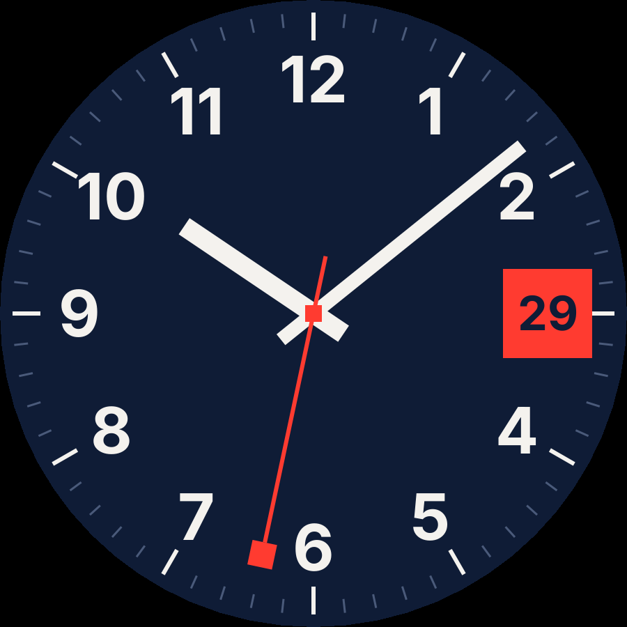 Swiss watch face, Navy theme