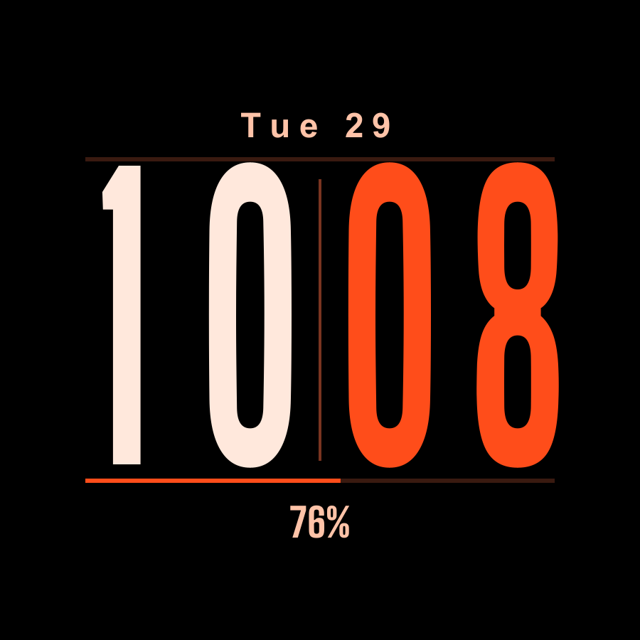 Tall watch face, Ember theme