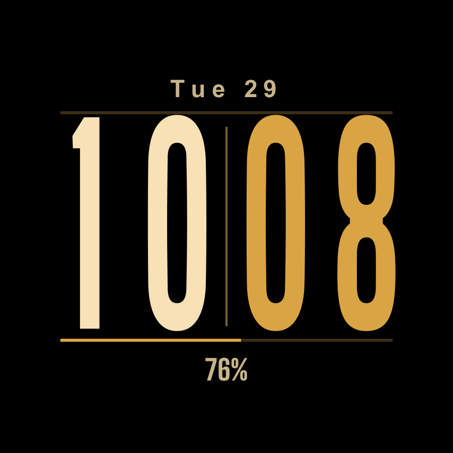 Tall watch face, Gold theme
