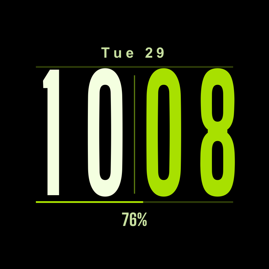 Tall watch face, Lime theme