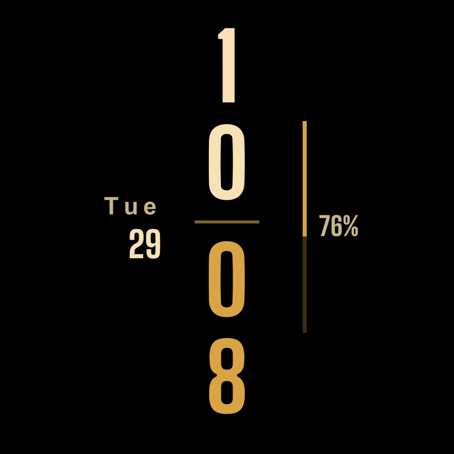 Vertical watch face, Gold theme
