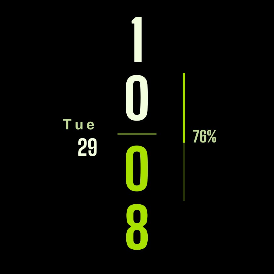 Vertical watch face, Lime theme