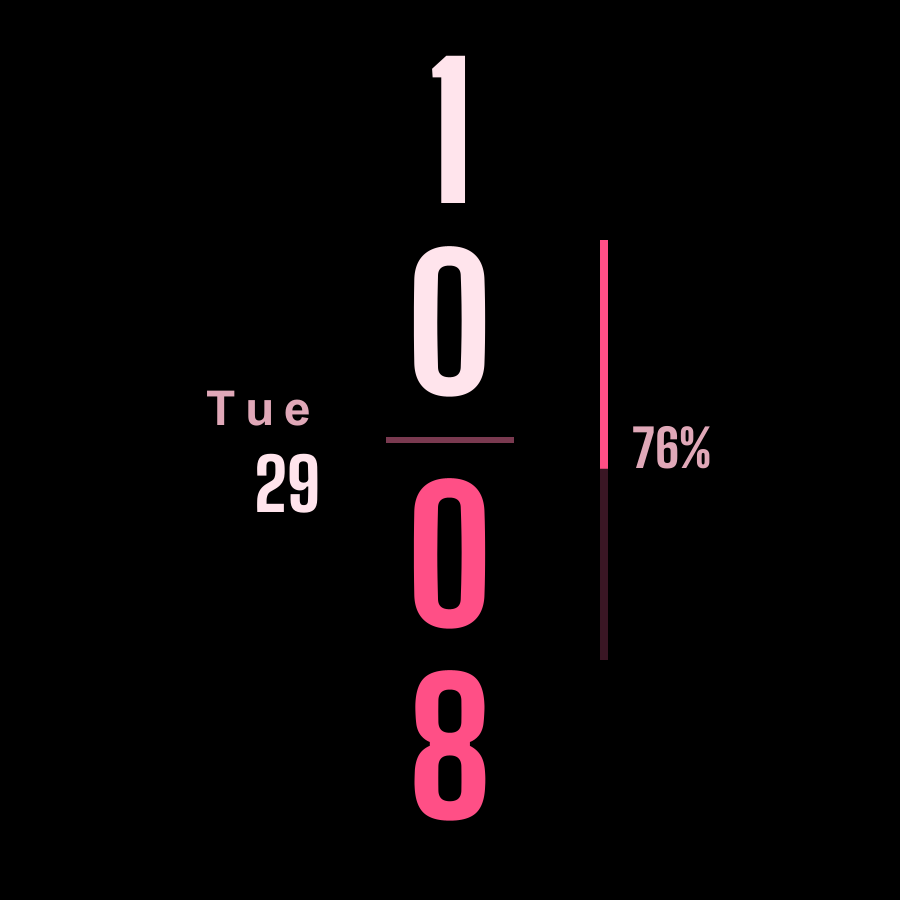 Vertical watch face, Rose theme